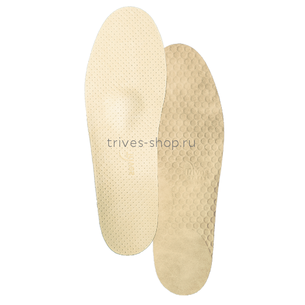Стельки ортопедические каркасные, с антискользящим нижним покрытием, верхнее покрытие - натуральная бежевая кожа СТ-143.1, Тривес